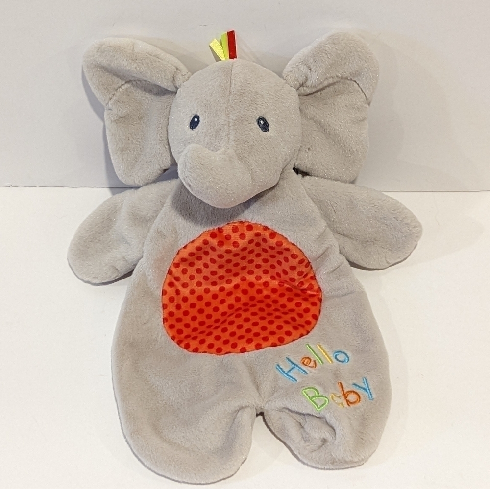 Baby Gund Flappy Grey Elephant Security Blanket Baby Lovey Hello Baby Embroidery
